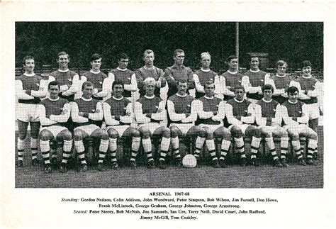 Arsenal Team Group In 1967 68 Terry Neill Arsenal Soccer Field