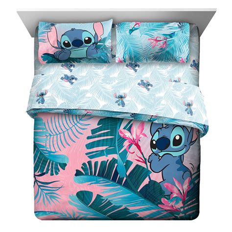 Lilo And Stitch Bluepink Tropical Flowers Kids Bed In A Bag Bedding Set