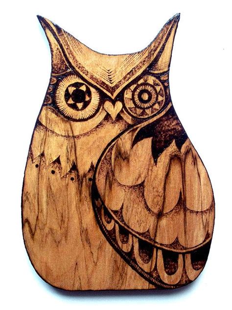 It may not be copied, reproduced, altered or distributed in any way. Owl Wall Hanging with Pyrography Wood burning by GlenoutherCrafts | Wood burning art, Wooden owl ...