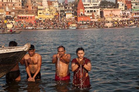 Holy Bath In River Ganges In Varanasi Editorial Photo Image Of Asia