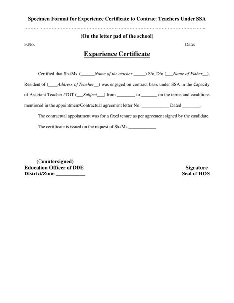 Template Of Experience Certificate Professional Template Examples