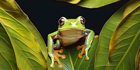 Dumpy Frog On Leaves Frog Amphibian Reptile Generative Ai 32400428