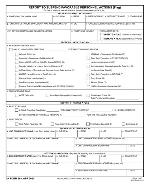 Da Form 268 Fillable Printable Forms Free Online