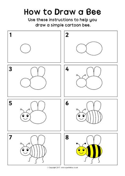 How To Draw A Bee Instructions Sheet Sb12296 Sparklebox Art