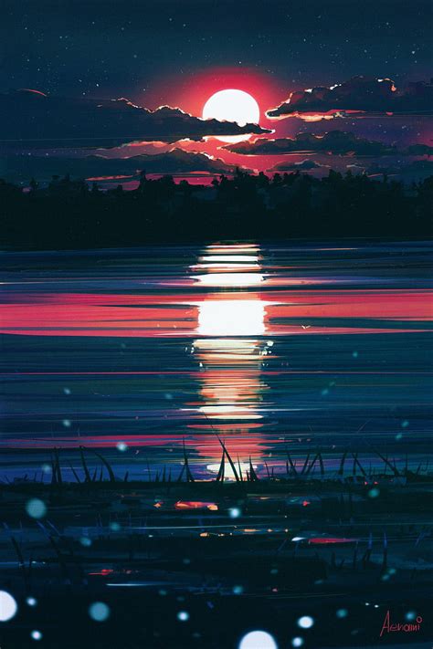 1920x1080px 1080p Free Download Sunset Illustration Water Night