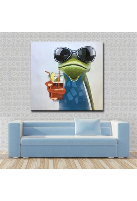 Cool Frog Hand Painted Modern Home Decor Wall Art Oil