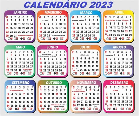 Calendário feriado 2023 Focalizando