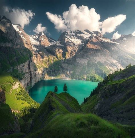 Oeschinen Lake Is A Lake In The Bernese Oberland Switzerland Oc