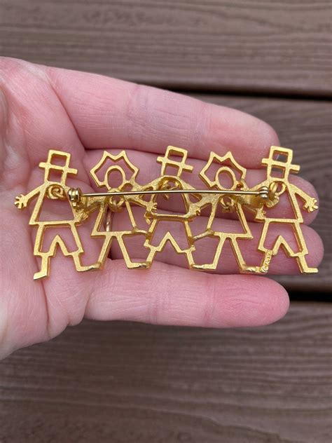 vintage jewelry signed ajc adorable gold tone people with etsy