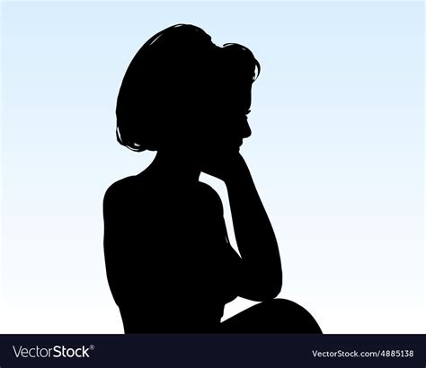 Woman Silhouette With Hand Gesture Thinking Vector Image
