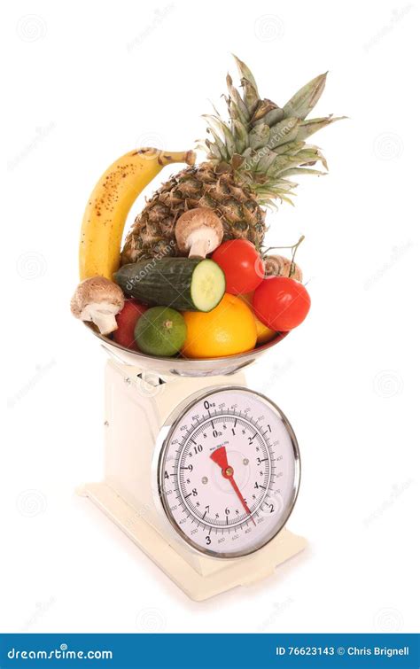Balanced Diet On Weighing Scales Stock Image Image Of Balanced