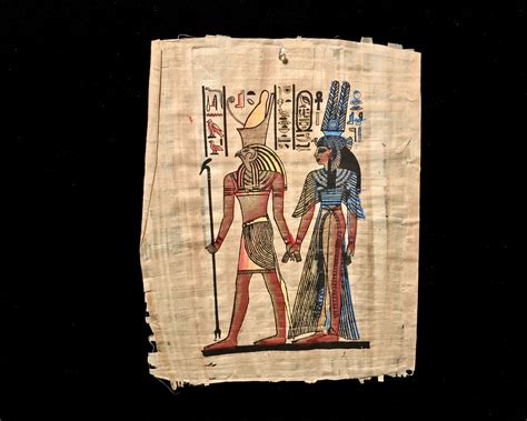 Hand Painted Egyptian Art On Hand Made Papyrus Paper Queen Nefertari