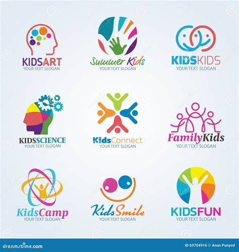 Colorful Kids Art Logo Vector Set Design Stock Vector Image 69704916