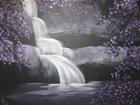 Purple Waterfall Waterfall Drawing Fall Drawings Autumn Painting