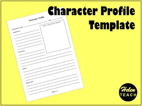 Character Profile Template Teaching Resources