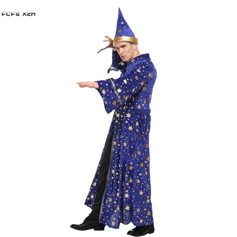 Men Magic Gown Master Sorcerer Magician Cosplays Halloween Wizard