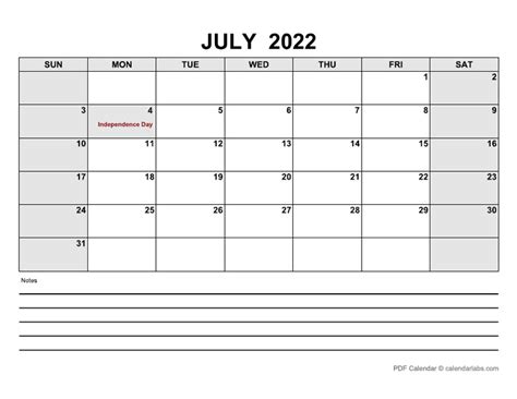 July 2023 Calendar With Holidays Calendarlabs