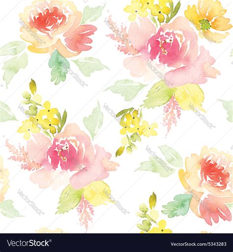 Watercolor Flower Pattern Royalty Free Vector Image