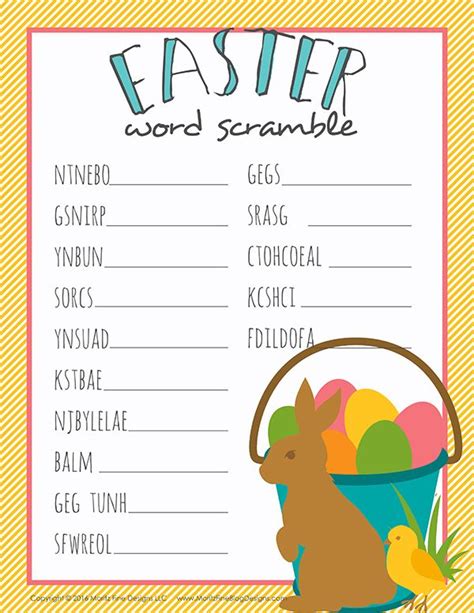 Easter Word Scramble For Kids Free Printable Included Easter