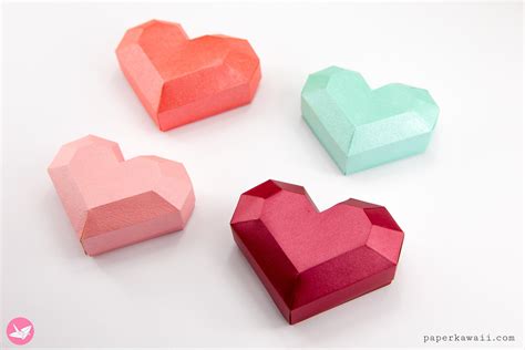 Valentines Heart Box Diy Paper Kawaii 06 Heart Box Paper Heart