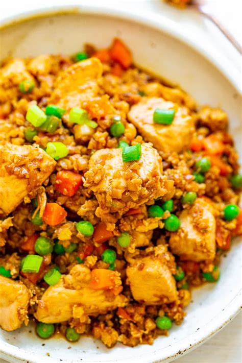 Low Carb Cauliflower Chicken Fried Rice Averie Cooks