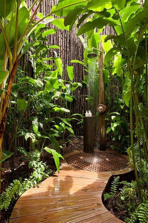 This Outdoor Waterfall Shower Makes You Feel Like Youre In The Tropics