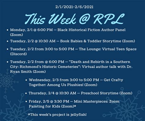 This Week At Richmond Public Library Oregon Hill
