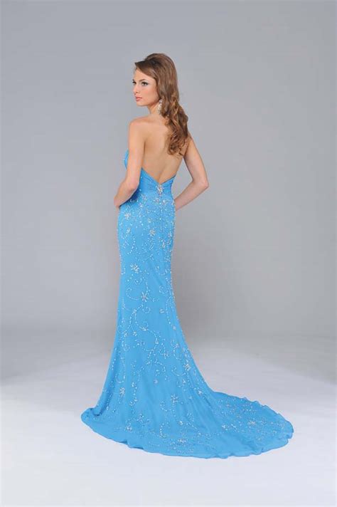 turquoise mermaid strapless sweetheart low back sweep train full length chiffon prom dresses