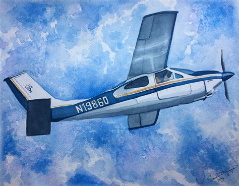 Custom Airplane Watercolor Painting Fern Cottage Studios Airplane