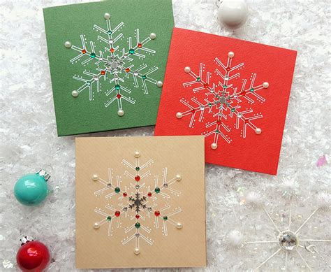 Pack Of 3 Handmade Snowflake Christmas Cards Kio Cards