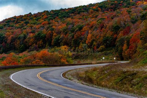 Winding Curvy Scenic Highway Autumn Fall Colors Appalachian