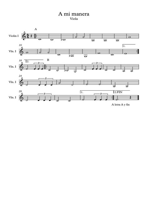 A Mi Manera Viola Violin Partitura Completa Pdf Pdf