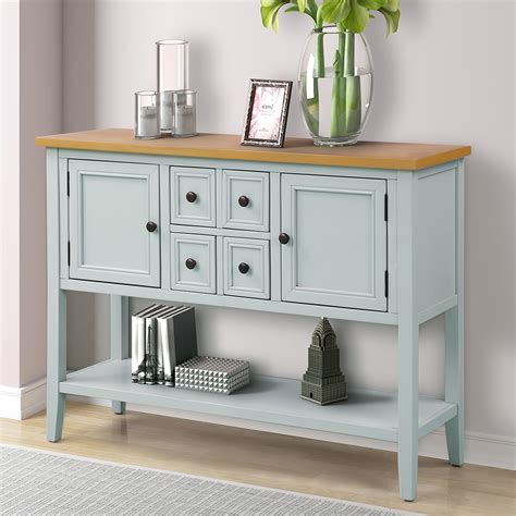 Enyopro Retro Console Table Entryway Side Table Furniture With 4