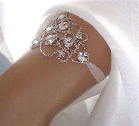 Crystal Wedding Garter Rhinestone Bridal Garter Keepsake Heirloom Ivory White Couture Garter