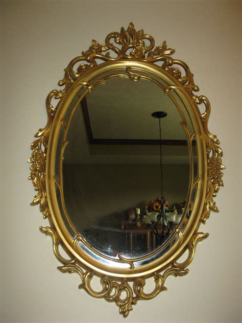 Large Ornate Syroco Wall Mirror Oval Shape Plastic Framed 29 X 18