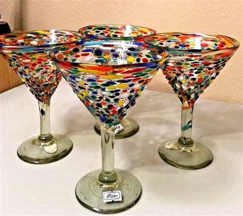 59 2018 mexican glassware confetti hand blown glasses 4 pc set martini drinkware 1932184038