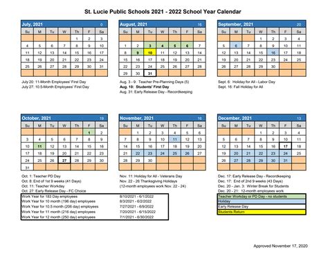2021 2022 School Year Calendar P1 Rivers Edge Elementary School
