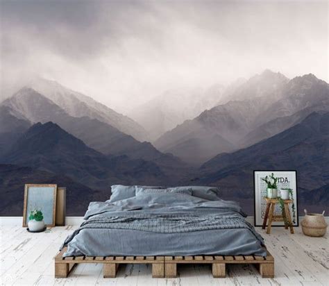The Mystery Of The Mountains Mural Misty Mountain Shadow Etsy Canada