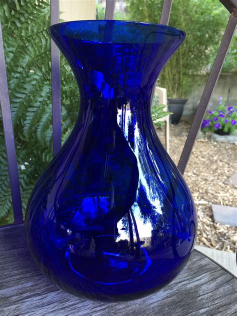 Lg Vintage Cobalt Blue 10 Vase Very Nice Condition Etsy Blue Glass Jug Cobalt Blue Decor