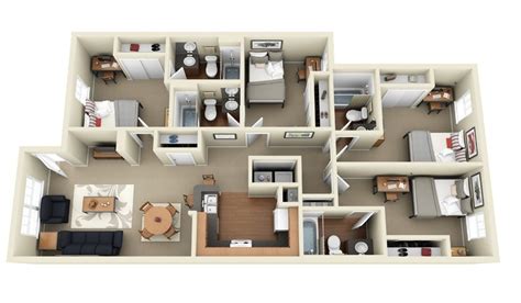 House Plans With 4 Bedrooms Floor Plans Roomsketcher Browse 4