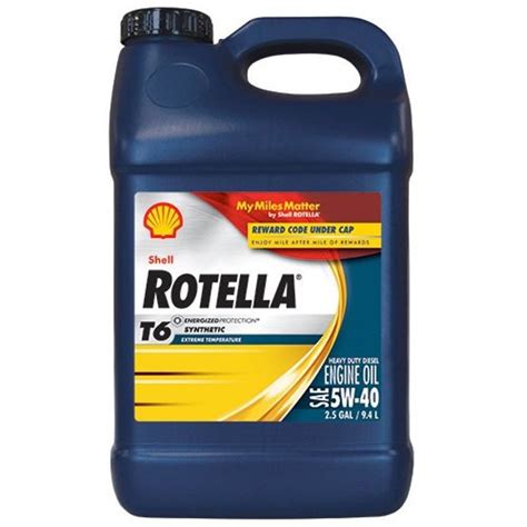 Rotella T6 Full Synthetic Heavy Duty Engine Oil 5w 40 25 Gallon Jug