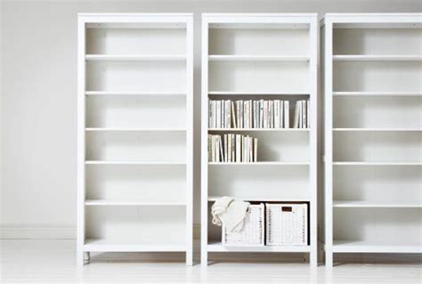 Three Ikea Hemnes Bookcases Side By Side With Space Between Each Unit