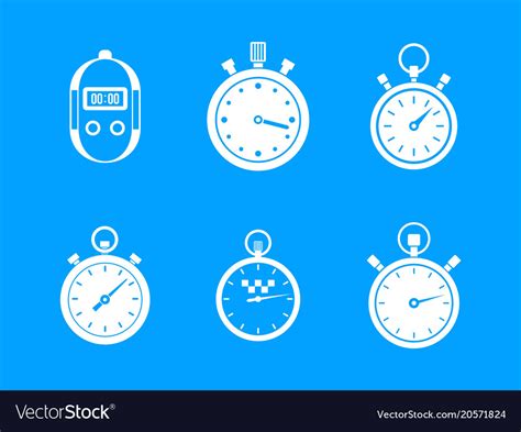 Stopwatch Icon Blue Set Royalty Free Vector Image