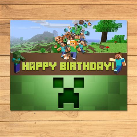 Minecraft Birthday Sign Green Blocks By Monkstavern On Zibbet
