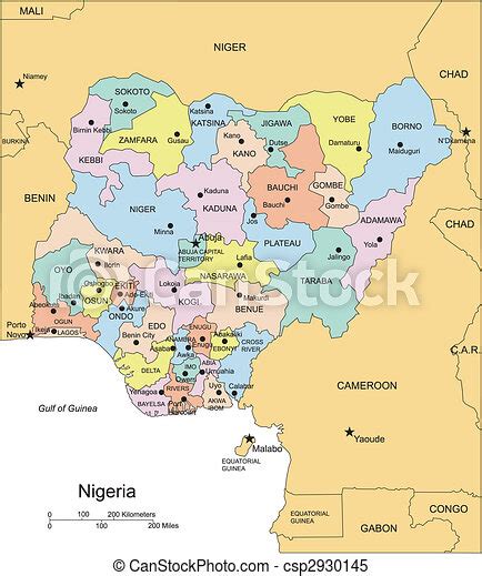 Clipart Vector Of Nigeria Administrative Districts Capitals And