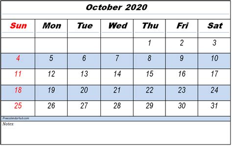 October 2020 Calendar Blank October Calendar 12 Month Calendar