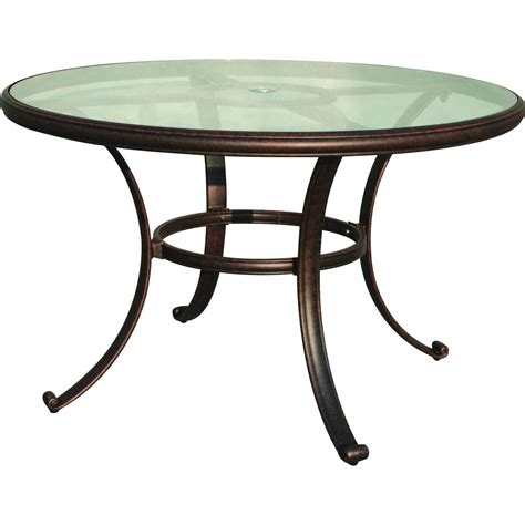 Darlee Classic 48 Inch Cast Aluminum Patio Dining Table With Glass Top