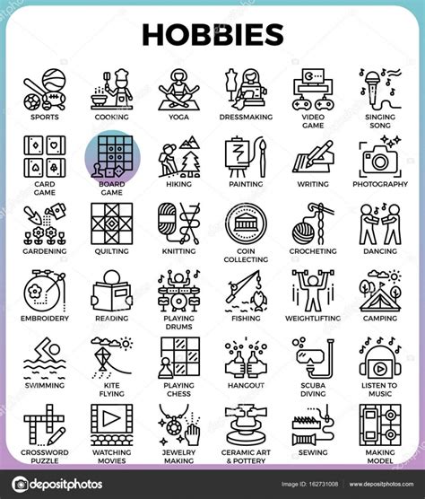 hobbies and interest detailed line icons — stock vector © nongpimmy 162731008