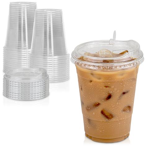 Pack Disposable Strawless Plastic Cups With Lids Oz Clear