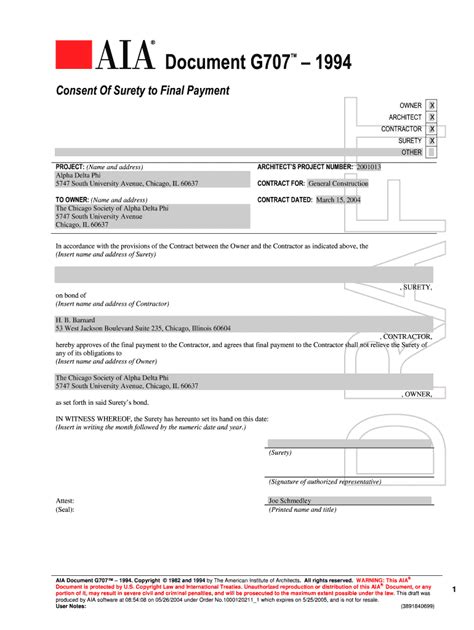 This is a physical copy of the contract, not a download. Aia G707 - Fill Online, Printable, Fillable, Blank | PDFfiller